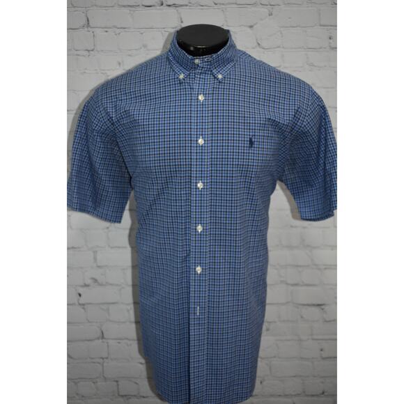 Polo Ralph Lauren Shirt Mens Size Large Classic Fit Dress Blue Plaids Cotton - Picture 2 of 6